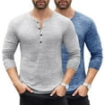 thumbnail image 6 of COOFANDY Men's 2 Pack Henley Shirts Long Sleeve Slim Fit Casual T-Shirt Lightweight Button Soild Basic Tees, 6 of 10