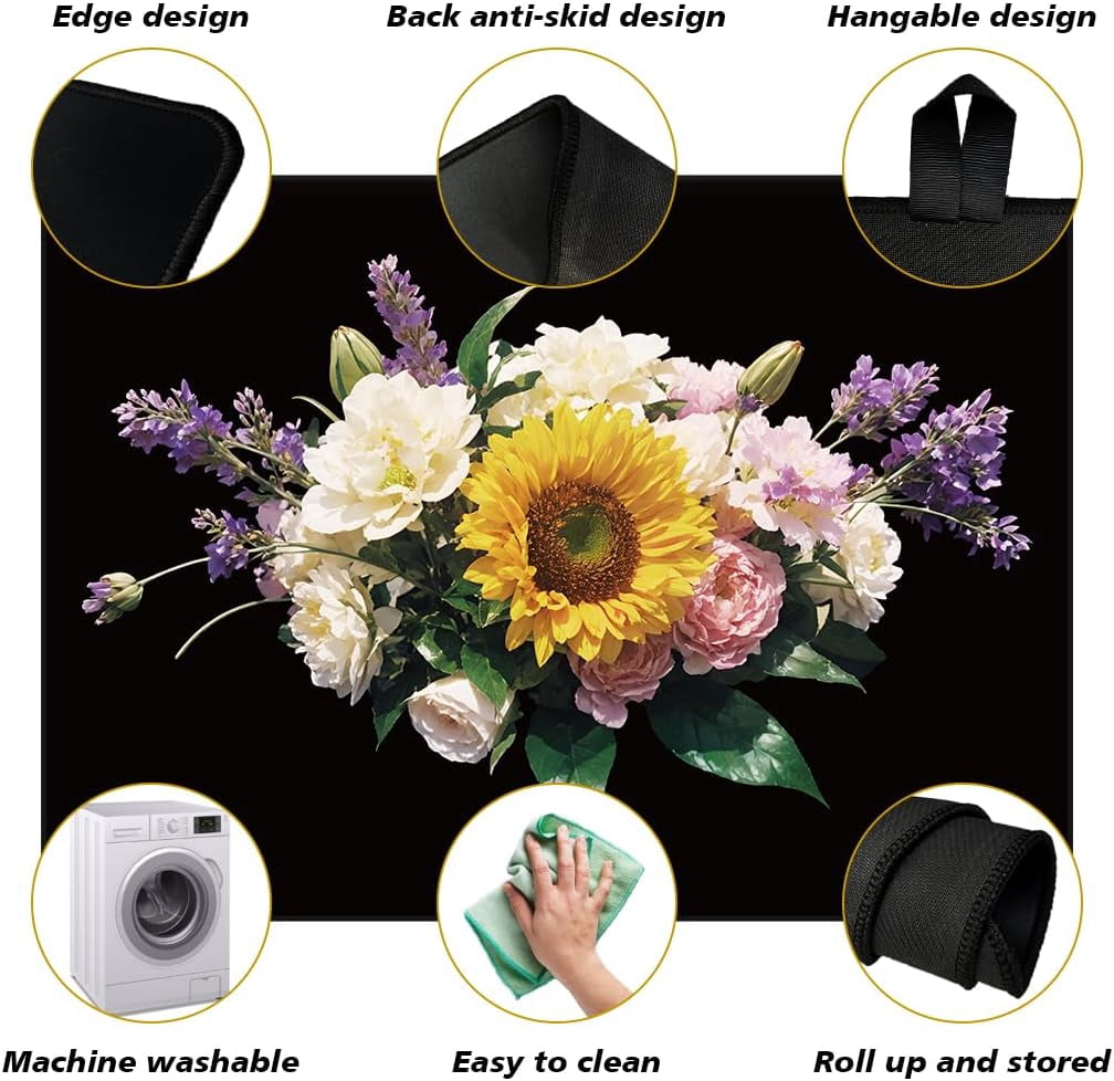 Stove Cover Electric Stove Cover Rubber Glass Stove Top Protector Stove Cover Protector Counter Mat for Electric Stove and Ceramic Granite Tabletop (28.3x20.5 Inch Bouquet Flowers) colorful
