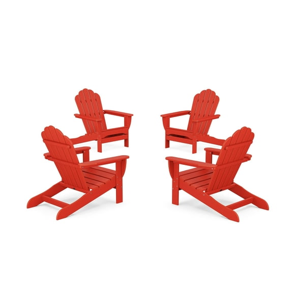 Trex Outdoors 4-Piece Monterey Bay Oversized Outdoor Adirondack Chair Conversation Set in Sunset Red