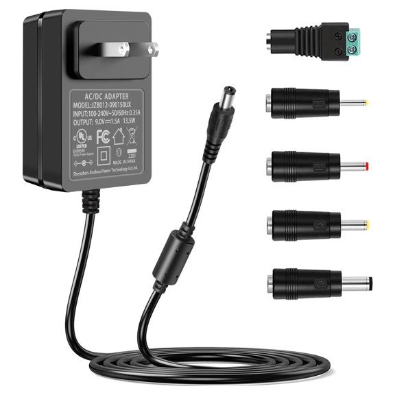 Gonine 9V 1.5A 1A Power Supply, 110-240V AC to DC 9V Adapter, for Crosley Cruiser Record Player, Arduino UNO R3 Schwinn Bike A10 140 170, Electronic Kitchen Scale. Center Positive