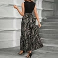 thumbnail image 5 of HAJWOH Long Summer Dresses for Women Sleeveless Flowy Print Work Dress Casual Long Dresses with Belt Elegant Fashion Boho Dresses Gray XL, 5 of 5