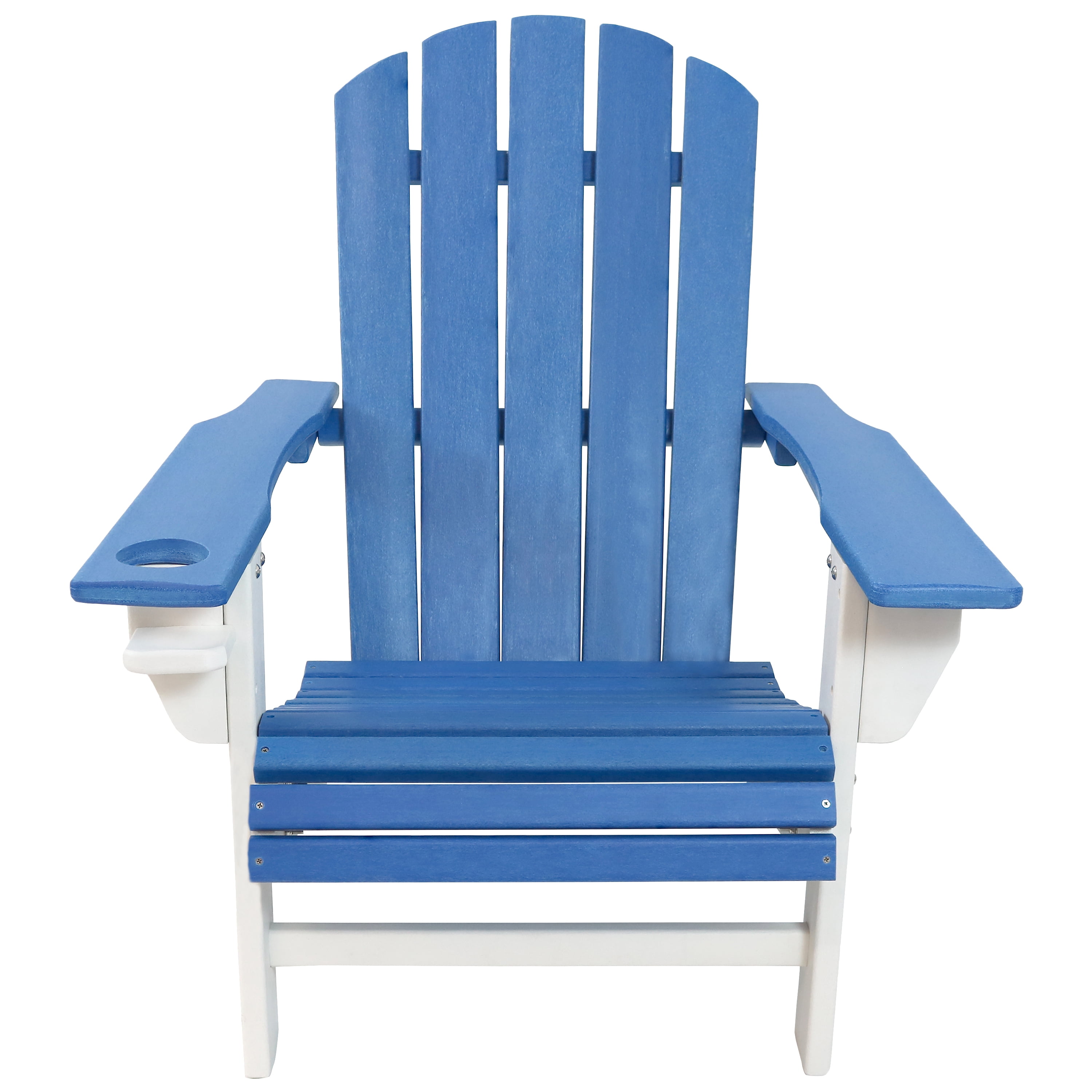 Sunnydaze All-Weather 2-Tone Outdoor Adirondack Chair with Cup Holder - Red/White