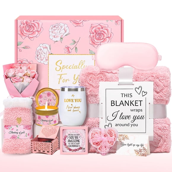 Cesta de regalo Joyliss Birthday para mujer con manta de franela