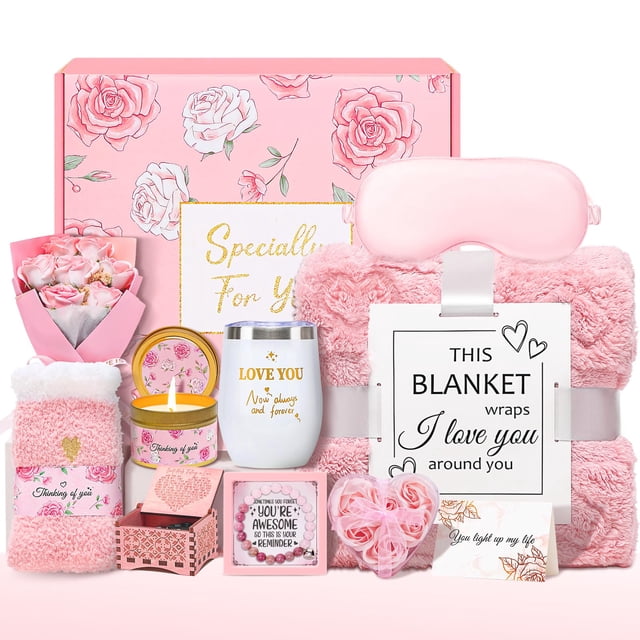 Cesta de regalo Joyliss Birthday para mujer con manta de franela