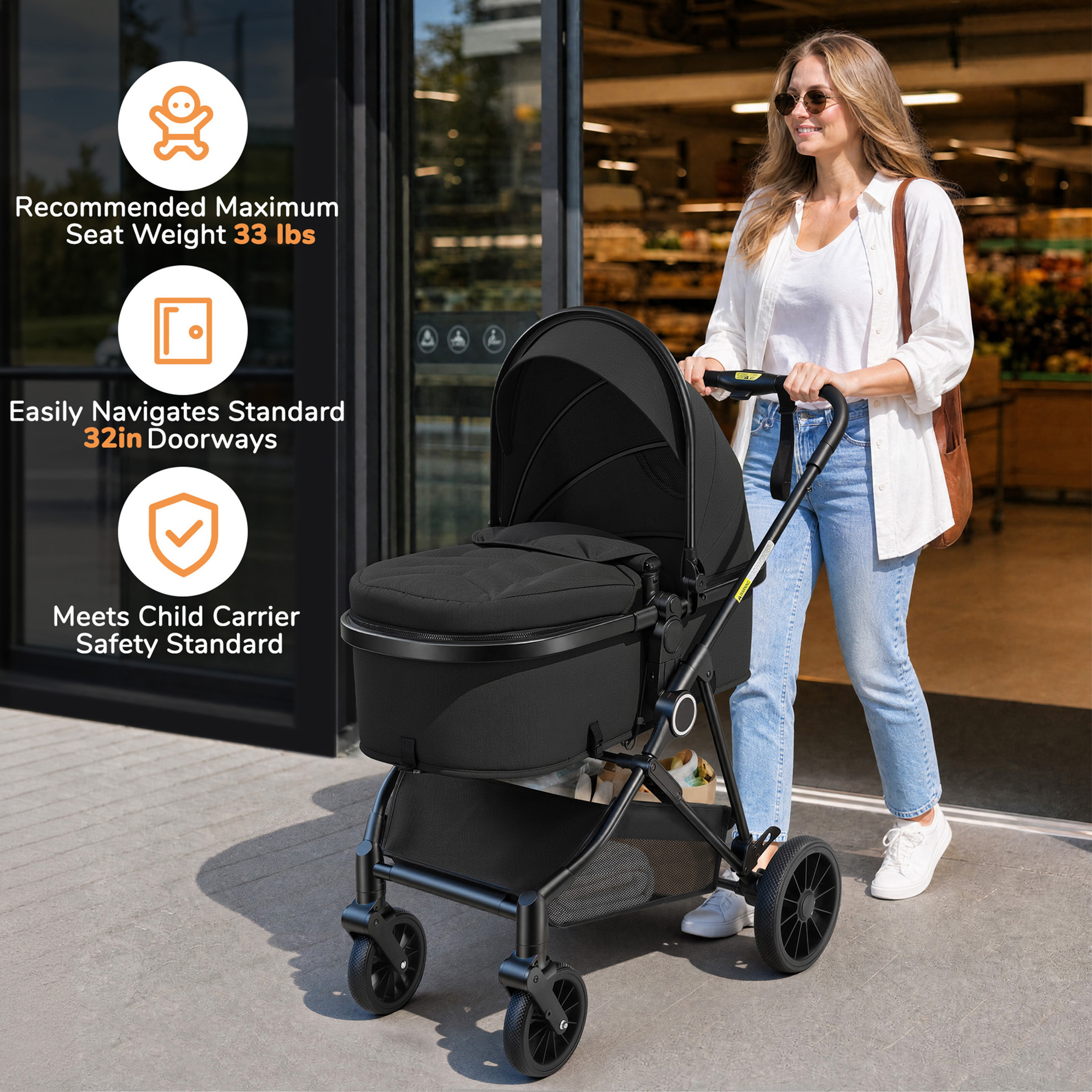 Vomeast Lightweight Foldable Travel Stroller, Black photo 6