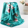 thumbnail image 5 of AWAYTR 35” Large Satin Square Head Scarf - 2Pcs Silk Floral Head Scarves Women Hair Scarves Hair Bandanas, 5 of 6