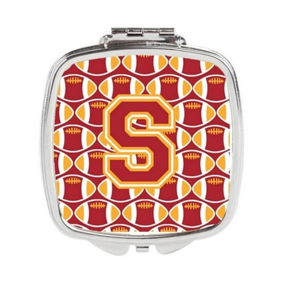 Carolines Treasures Letter S Football Cardinal & Gold Compact Mirror