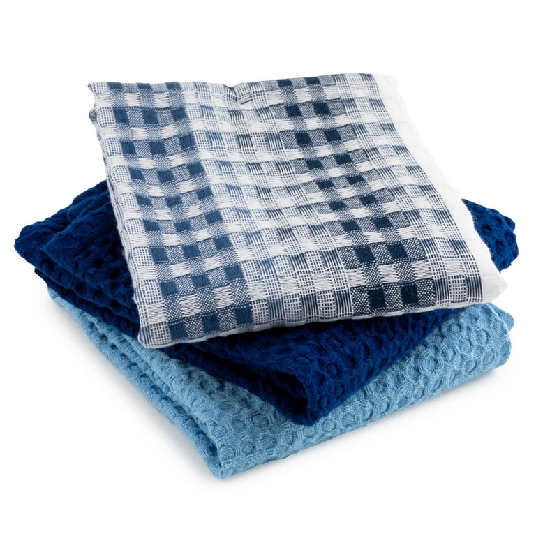 THYME & SAGE KITCHEN TOWELS (4) BLUES GREEN WAFFLE TURKISH