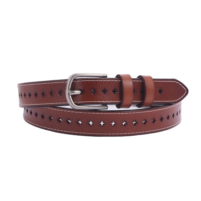 Cinturón de mujer verano portátil informal alfilado formal longitudes de hebilla cortos ajustables cinturones de cuero damas regalos de Navidad marrón oscuro Inevent AP010437-03B