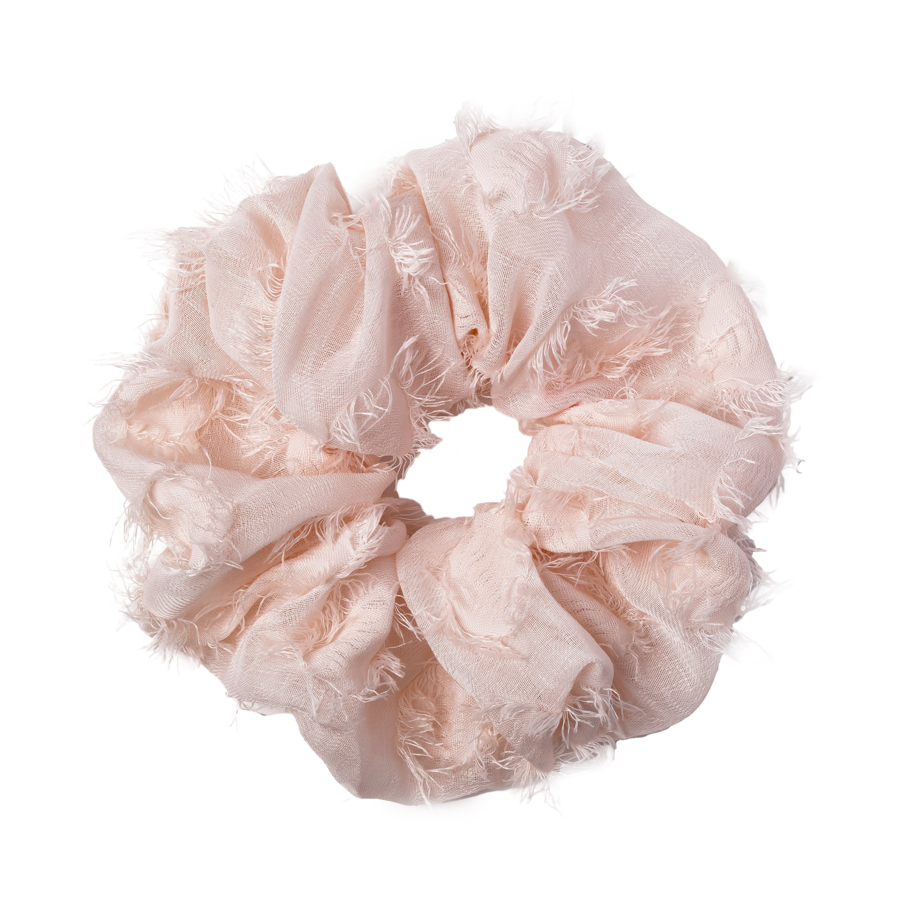 HAIRITAGE BY MINDY Take Me To The Beach Raw Edge Linen Hair Scrunchie & Ponytail Holder, Pink