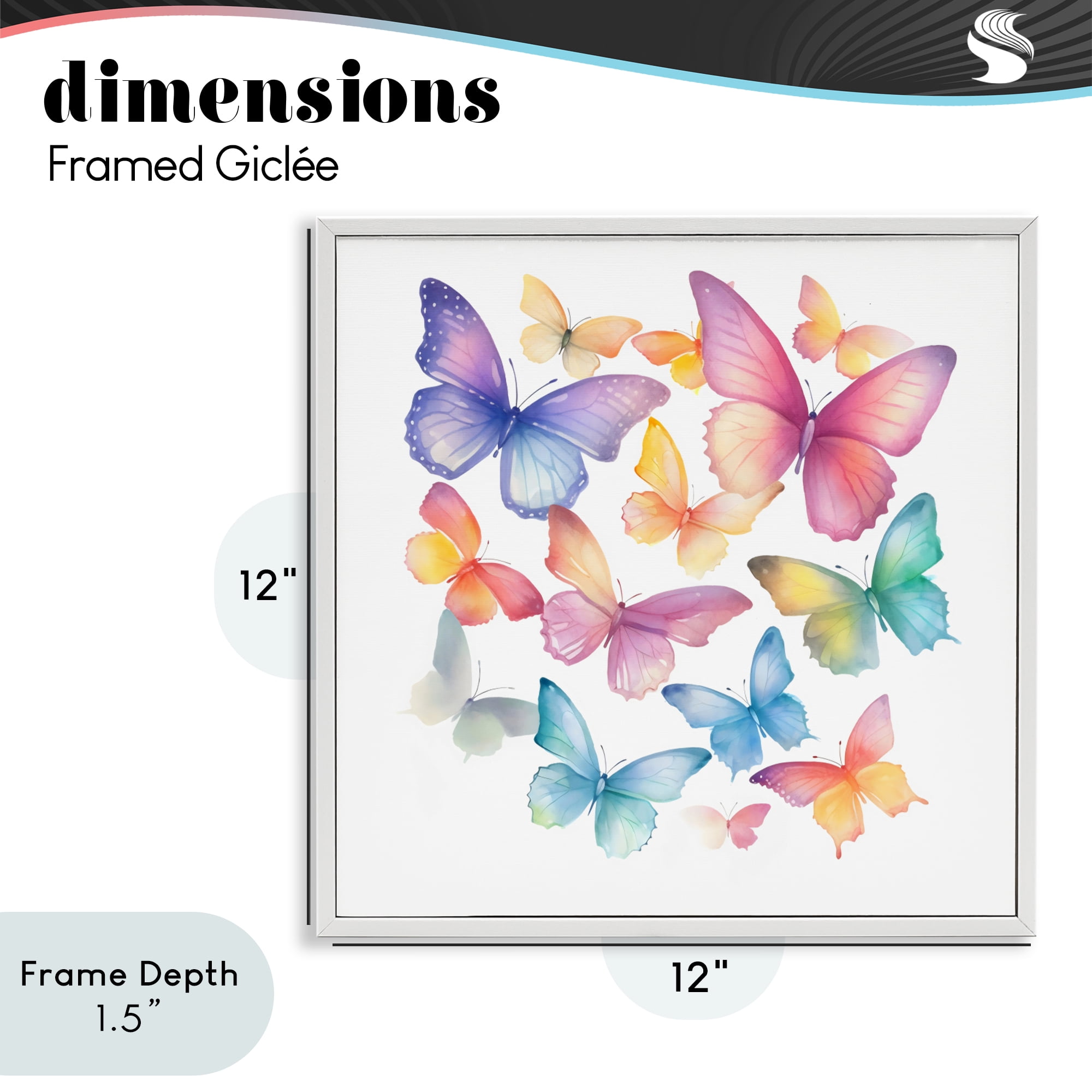 Stupell Industries Rainbow Butterflies Rabble White Framed Giclee Art, design by Creative Studio