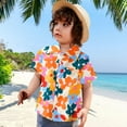 thumbnail image 2 of Akiihool Hawaiian Shirts for Boys Boy's Button Down Hawaiian Shirt Short Sleeve, Kids Summer Beach Hawaiian Shirts for Boys(Orange,3-4 Years), 2 of 7