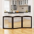 thumbnail image 2 of 72” Extra Wide Dog Gate for The House, Doorway, Stairs, Freestanding Foldable Wire Pet Gate, Pet Puppy Safety Fence,30" Height (Espresso, 3 Panels), 2 of 5