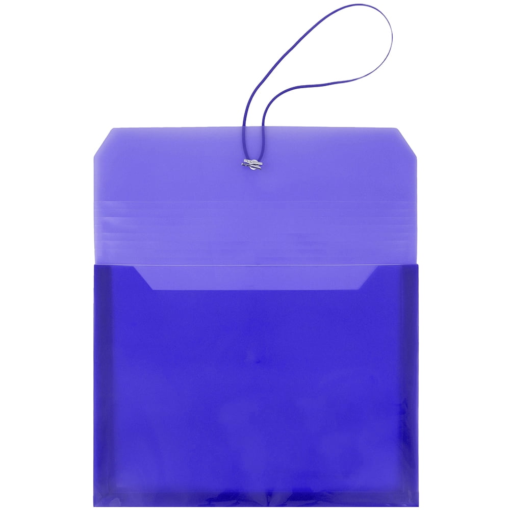 JAM Paper Plastic Expansion Envelopes, Elastic Band Closure, Letter Booklet, 9 3/4 x 13, 2.5 in Expansion, Blue, 3/Pack