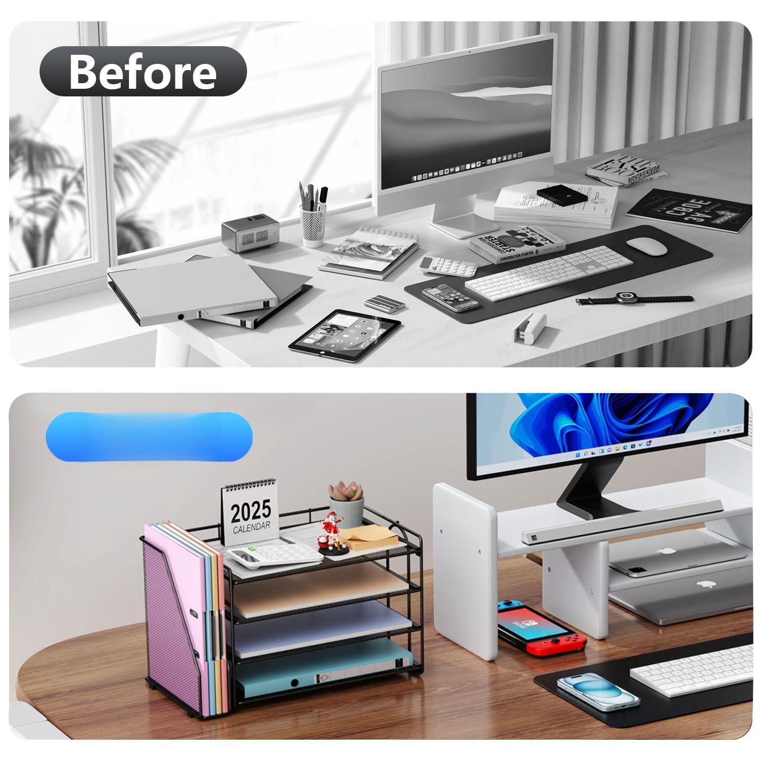 4-tier Paper Organizer With Magazine Holder  Desk Organizers And Accessories & Workspace File For Office Supplies Storag (black 4-tier)