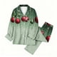 thumbnail image 4 of Puyaiuu Women 2 Piece Christmas Satin Pajama Set Cute Print Long Shirt Loose Shorts Matching Set Loungewear Gift, 4 of 5