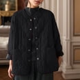 thumbnail image 2 of Women's Solid Color Round Neck Metal Button Plus Size Lightweight Coat Jacket Outerwear For Cold Weather, 2 of 4