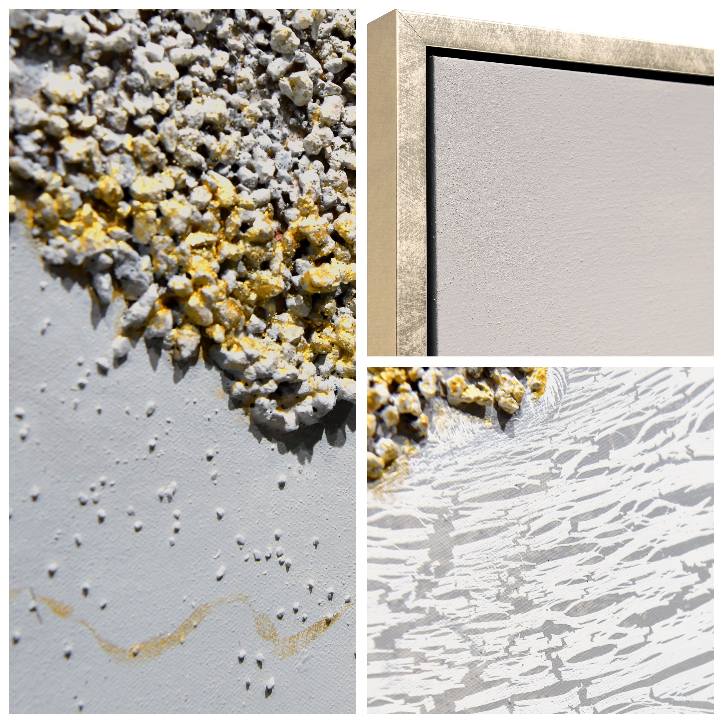 Golden Terrain Heavily Textured Glitter Hand Painted Framed Canvas Wall Art