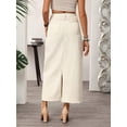 thumbnail image 2 of White Raw Hem Denim Maxi Skirt High Waist Straight Cut Casual, 2 of 21