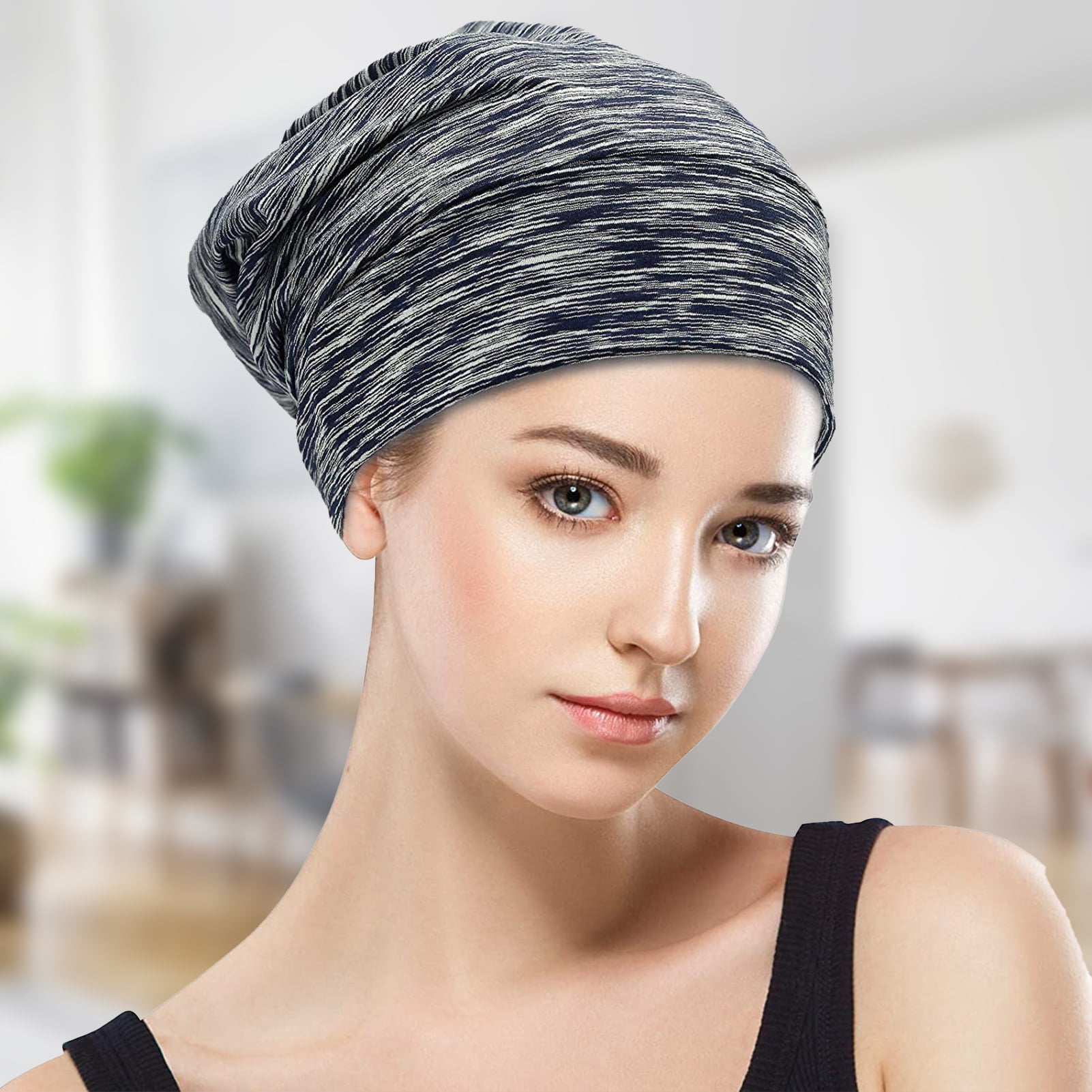 Yesbay Cap Lightweight Breathable Adjustable Satin Lined Sleep Slouchy Cap for Women Hair Cover