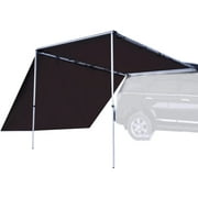 DANCHEL OUTDOOR Portable Waterproof Car Awning with Side Wall for Camping Overlanding, Vehicle Tarp for Trucks, SUV Campers, Pull-Out Roof Rack Awning,4.9x6.5ft Brown