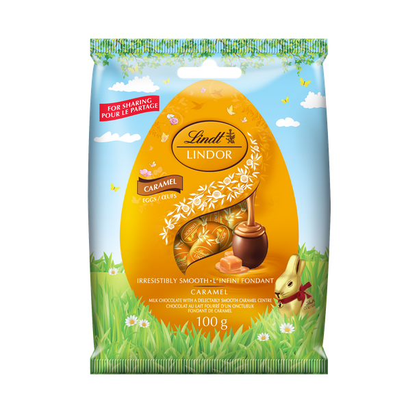 Mini œufs LINDOR au chocolat au lait au caramel de Lindt – Sachet (100 g) 100 g