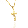thumbnail image 4 of Cross Jesus Crucifixion Necklace For Men Women 14K Yellow Gold Byzanine Chain Crucifix Pendant, 4 of 7