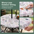 thumbnail image 5 of Round Outdoor Tablecloth with Umbrella Hole and Zipper, Pink Dreamy Botanical Tablecloth with Elastic Waterproof, Spring Floral Leaves Romantic Patio Table Covers for 31" - 35" Picnic Pool Tables, 5 of 9