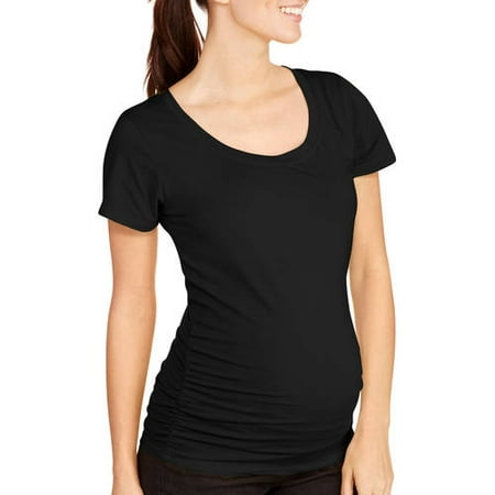 Sleeve Maternity Hoodie - Maternity Short Sleeve Tee With Flattering Side Ruching - Available in Plus Sizes