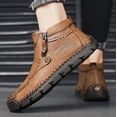 thumbnail image 2 of Motorcycle Boots, Mens Boots, Hand-Stitched Genuine Leather Boots-Wide Toe, Waterproof/Anti-Slip/Anti-Sprain Suitable for Work, Driving, Hiking, 2 of 15