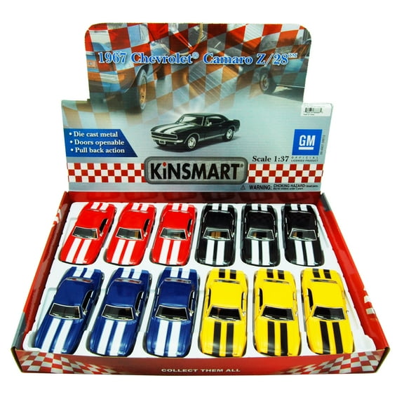 1967 Chevy Camaro Z/28 Diecast Car Package - Box of 12 1/37 scale Diecast Model Cars, Assorted Colors
