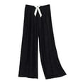 thumbnail image 3 of Paiwinds Women's Solid Color Linen Wide Leg Pants Loose Casual Home Elastic Pants, Palazzo Style, Stretchy, Free Size., 3 of 7
