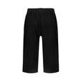 thumbnail image 4 of Dresfit Bermuda Shorts Women Knee Length Linen Shorts 2026 Summer Solid Baggy Cropped Pants Beach Elastic Waist Loose Pedal Pushers with Pockets Black 2XL, 4 of 5