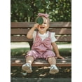 thumbnail image 4 of Newborn Baby Girl Summer Clothes Short Sleeve Bubble Romper Bow Shorts Jumpsuit Infant Outfit 1-18M, 4 of 9