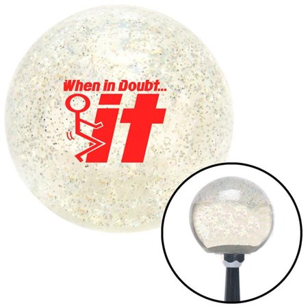 American Shifter Red When in Doubt Clear Metal Flake Shift Knob with M16 x 1.5 Insert Shifter Auto Brody