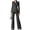 Black, variant on Elegant Women'S Stripe Suit with Double Breasted Buttons Jacket & Pants Set Navy Blue S