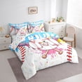 thumbnail image 2 of Castle Fairy Sport Baseball Initial M Queen Bedding 7pcs, Blue Ice Cream Drip Bedding Comforter Set Queen, Pink Blue White, 2 of 7