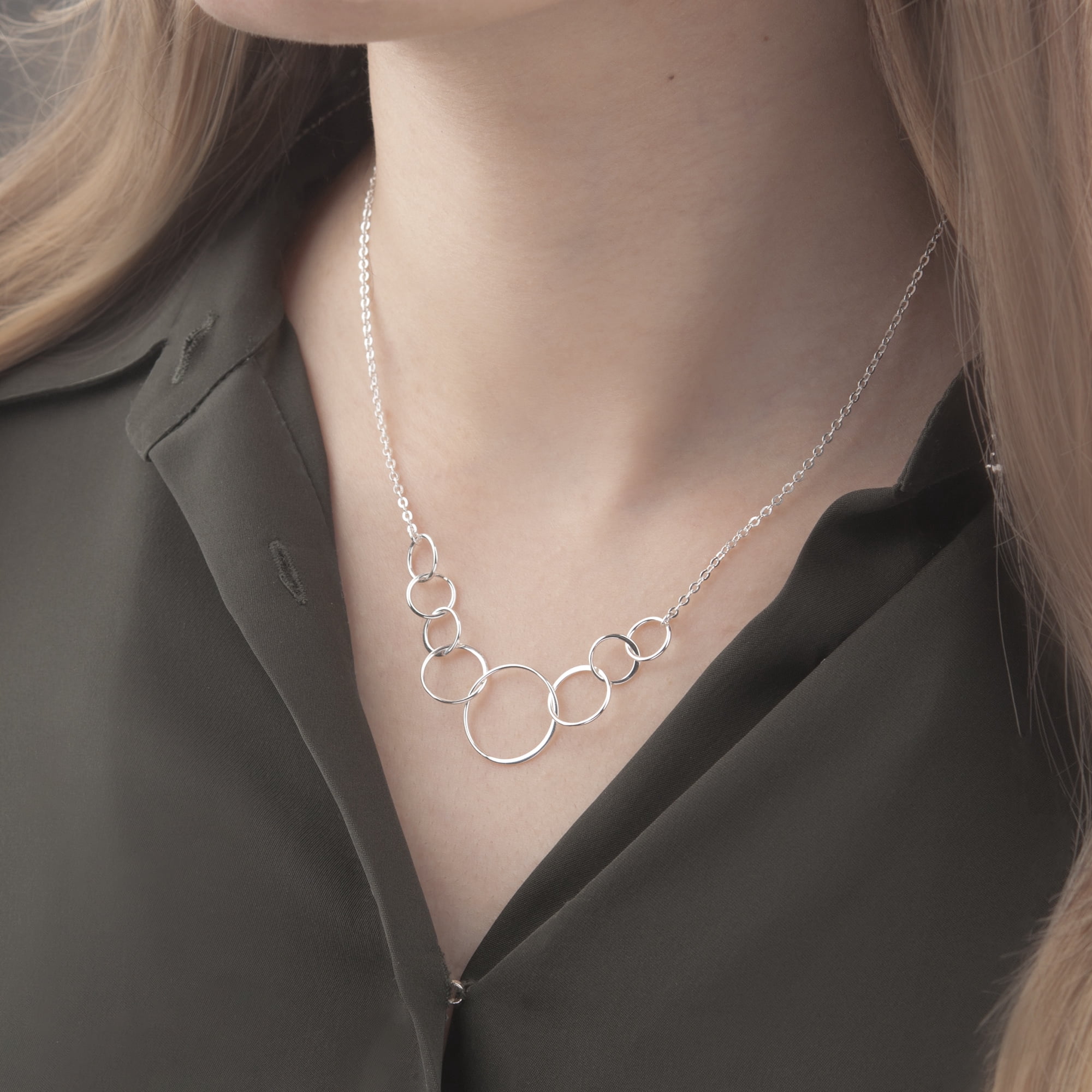 Anavia 80th Birthday Gift for Grandma, 925 Sterling Silver 8 Flat Circles Necklace, 80 Years Old Birthday Gift for Nana -[Custom Name]