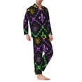 thumbnail image 2 of Fuzoiu Mardi Gra Geometric Print Men's Long-Sleeved Pajama,Lounge Button Down Nightwear,Mens Notch Collar Pajama Set -, 2 of 7