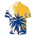 thumbnail image 4 of ZCFZJW Mens Color Contrast Print Summer Beach Hawaiian Shirts Casual Short Sleeve Button up V Neck Collar T-Shirts Trendy Workout Gym Polo Shirts Multicolor#05 L, 4 of 5