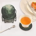 thumbnail image 3 of Yayeee 6 PCS Drink Coasters with Holder Set Woven Absorbent Round Tabletop Hot Pad, Green Forest, 3 of 7