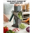 thumbnail image 6 of M Buder Rotary Cheese Grater with 3 Interchangeable Blades, Hand Crank Cheese Shredder Vegetable Chopper , Mandoline Slicer, Suction Base, Gray, 6 of 10