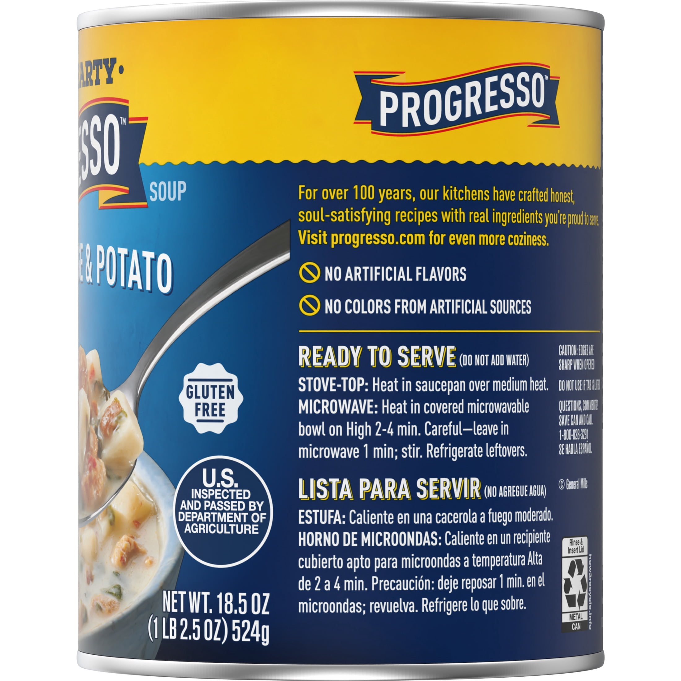 (5 pack) Progresso Rich and Hearty, Italian Sausage and Potato Canned Soup, Gluten Free, 18.5 oz