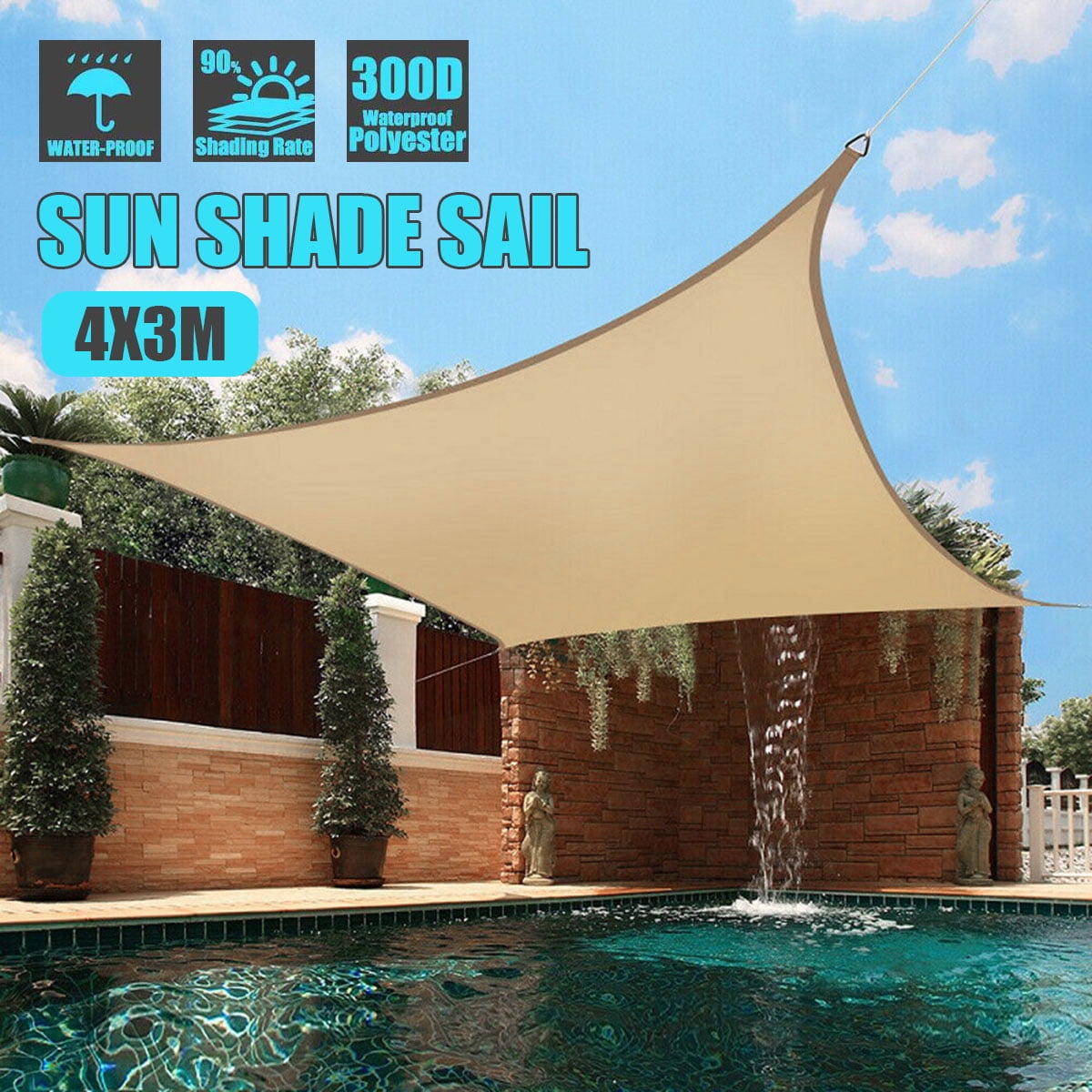 Waterproof Sun Shade Sail UV Block Outdoor Canopy Patio Garden Yard Pool Cover