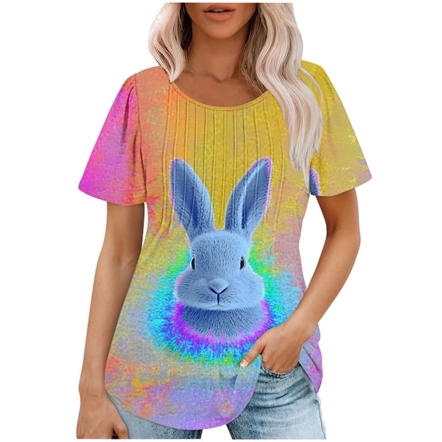 Pisexur Hauts d'Été pour Femmes, Blouses Décontractées à Manches Courtes, Col Rond, Couleur Unie, Multicolore, 2TG