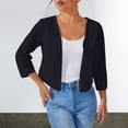 thumbnail image 2 of Breezora Women's Short Blazer Cardigan Top Trendy Spring Summer Lightweight Office Casual Chic Wear L Size Black, 2 of 9