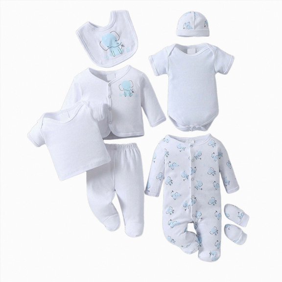 HCNTES Baby Girl Clothes Winter Newborn Baby Girl Eight Piece Romper Set Toddler Separates Full Clothes Outfit Baby Girl Winter Clothes