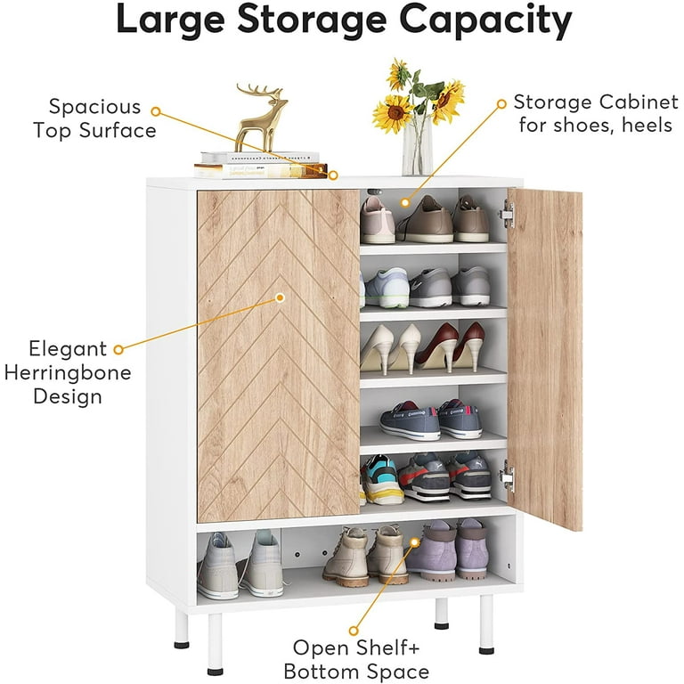 Tribesigns 6-Tier Shoe Cabinet Shoe Rack Organizer with Door Storage  Entryway