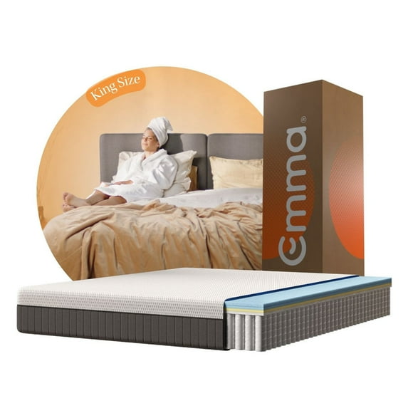 Colchón Emma Hybrid Active-Cooling | King 200x190 cm | Memory Foam & Resortes | Colchón en caja | Tecnología Alemana