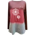 thumbnail image 1 of Haut Femme à Manches Longues Pull Ample Col Rond 1 5 Décontracté Imprimé Sweat-Shirt Fille, Rouge Foncé, TTG, 1 of 7